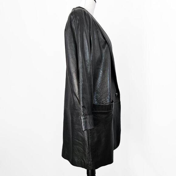Vintage Tiboa Leathers Black Women's Leather Oversized Jacket Size Small Medium - Picture 5 of 6